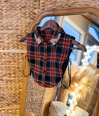 Midnight Tartan Jewel Faux Collar