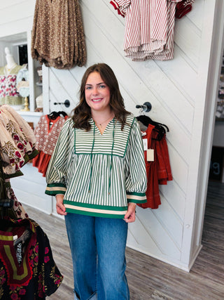 Meadow Stripe Peasant Top