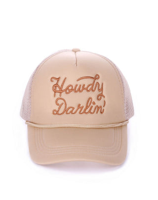 Howdy Darlin' Mesh Trucker Hat in Beige