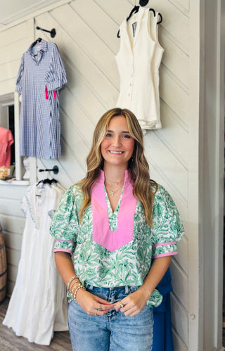 Garden Stroll Puff Sleeve Caftan Top