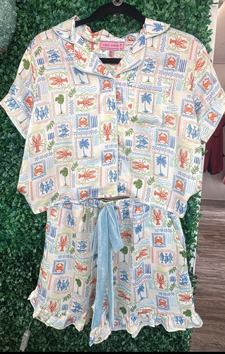 Simply Southern Silky Soft Pajama Set in Scenic Lobster