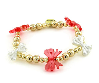 GOLD BOW BRACELET RED