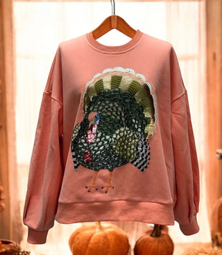 Queen of Sparkles Peach Big Turkey Sweatshirt
