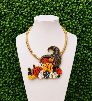 Beaded Harvest Cornucopia Statement Necklac