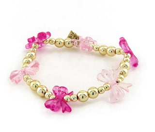 GOLD BOW BRACELET PINK