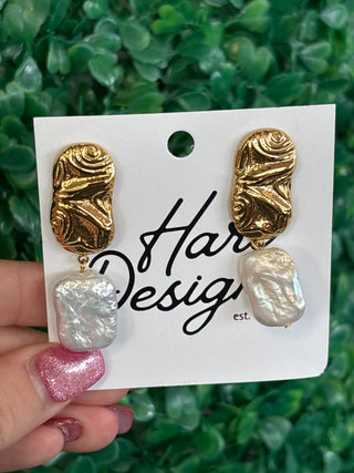 Gilded Pearl Drop Earrings