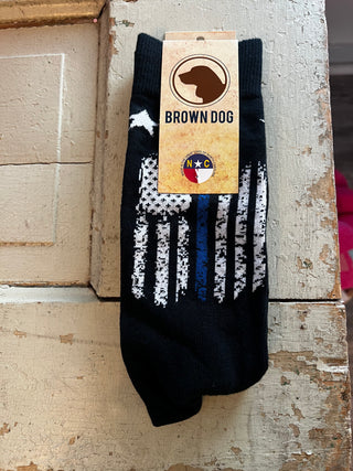 Brown Dog Andy Navy Crew Socks