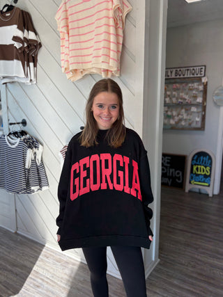 Black GA Print Reversible Mockneck Sweatshirt