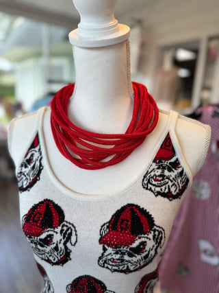 Slub 8-Strand Necklace Red