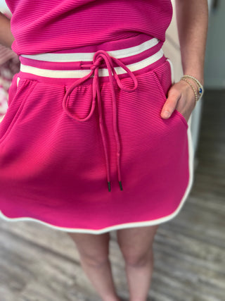 Sporty Pink Ribbed Skort