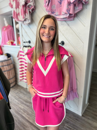 Sporty Pink Ribbed Top