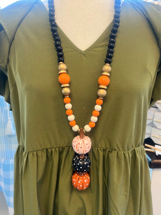 Wooden Pumpkin Necklace