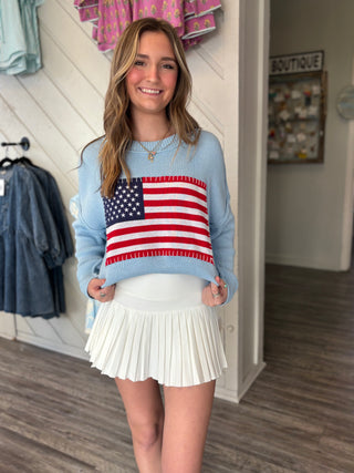 Simple Southern USA Sweater in Surf