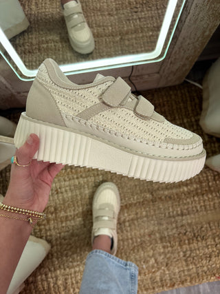 Ivory Platform Velcro Sneakers