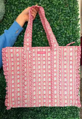 Simply Southern Quilted Tote Bag in Pink Bows
