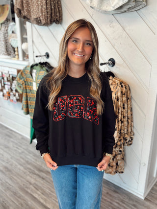 Queen of Sparkles Licensed UGA Black with Multi Jewel Letter Sweatshirt