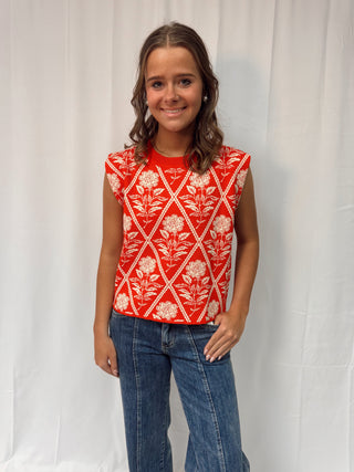 Crimson Garden Knit Vest
