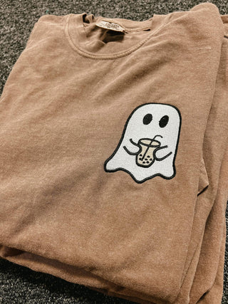 Caffeine and Casper Ghost Embroidered Tee