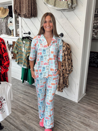 Traveling Matchbook Pajama Pants Set
