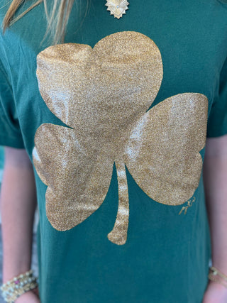 Golden Glitter Shamrock Graphic Tee