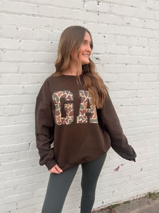 Custom GA Duck Camo State Dark Chocolate Graphic Crewneck