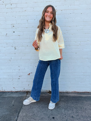 Sunshine Stripe Popover Top