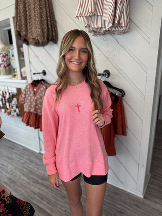 Cross Waffle Knit Pullover
