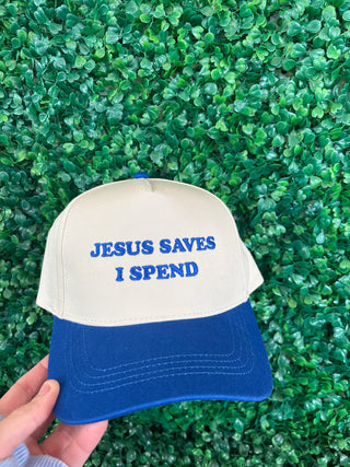 JESUS SAVES I SPEND Embroidery 5 Panel Baseball Hat