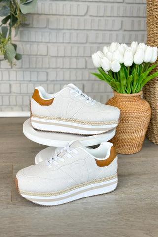 Ernestina Bone Linen Sneaker