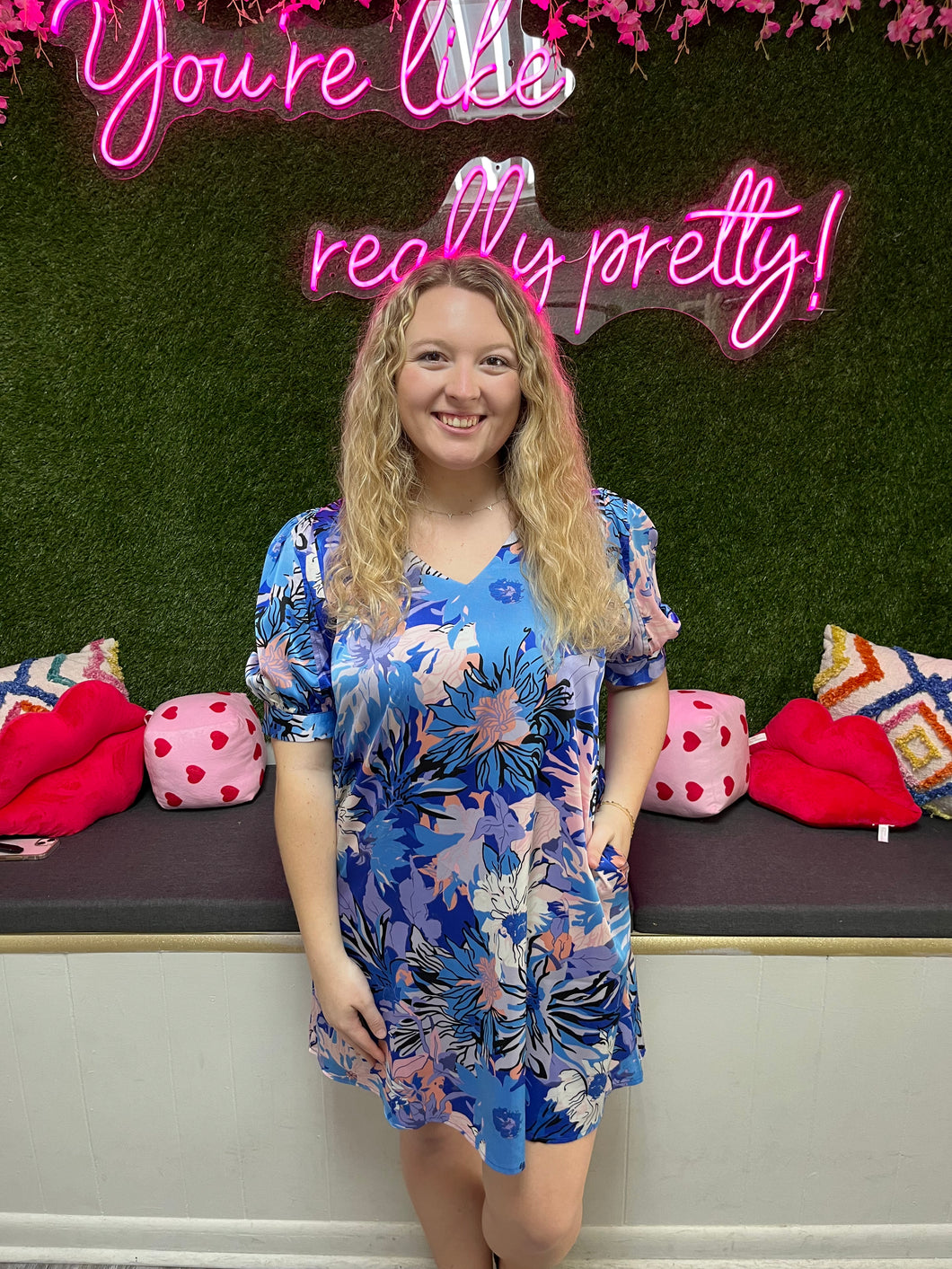 Field of Dreams Dress in Regular and Curvy Blu Lily Boutique