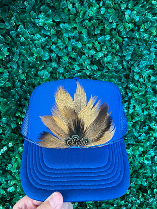 Feather Trucker Hat Blue