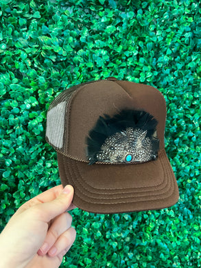 Feather Trucker Hat Brown