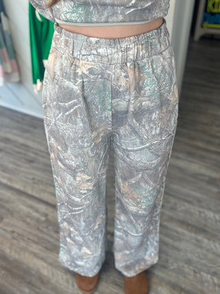 Drift Away Wide Leg Camo Pants