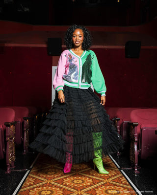 Queen of Sparkles Licensed Colorblock Glinda & Elphaba Button Up Cardigan