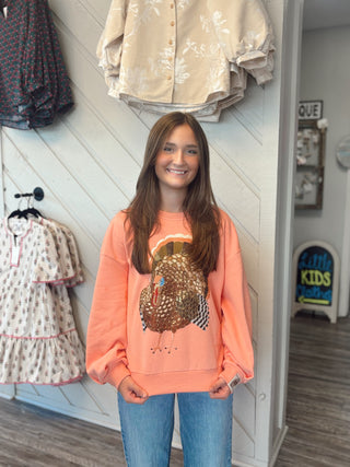 Queen of Sparkles Peach Big Turkey Sweatshirt