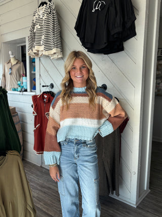 Simply Southern Striped Cropped Sweater