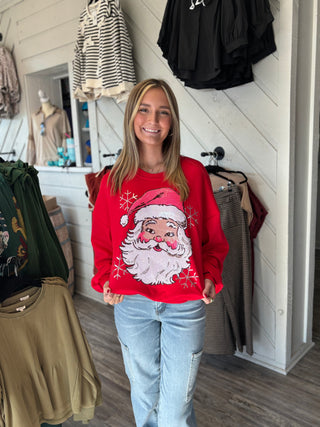 Simply Southern Sequin Santa Crew Neck Pullover