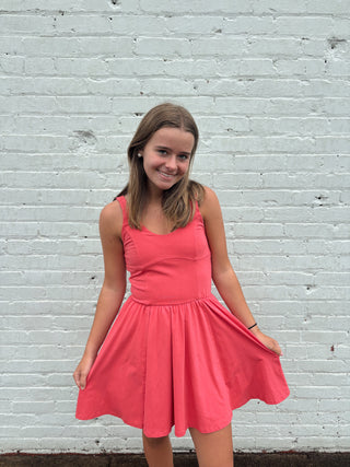 Coastal Crush Corset Flare Dress – Mineral Red