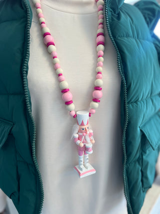 Wooden Pink Nutcracker Necklace