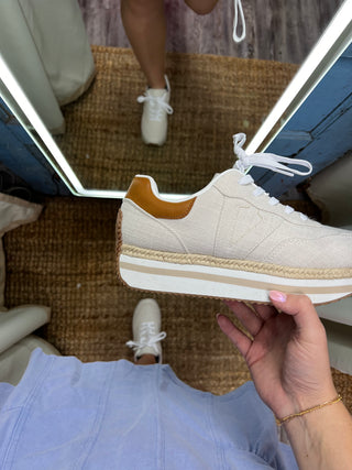 Ernestina Bone Linen Sneaker