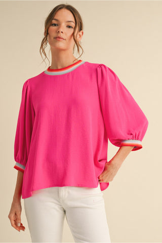 Bold Moves Ribbed Trim Top
