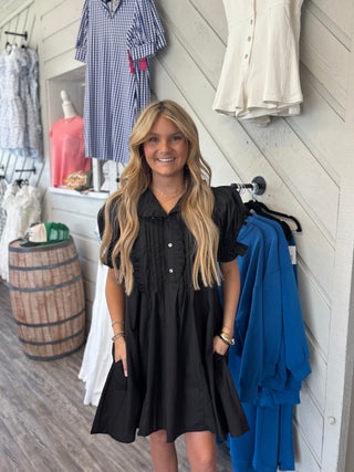 Midnight Frill Pintuck Dress