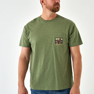 Burlebo Short Sleeve Tee - Duck Dog Stamp - Heather Olive