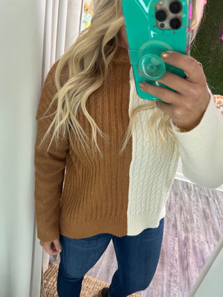 Neutral Color Block Sweater