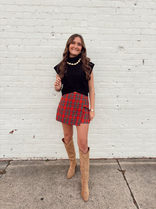 Holly Jolly Plaid Wrap Skort