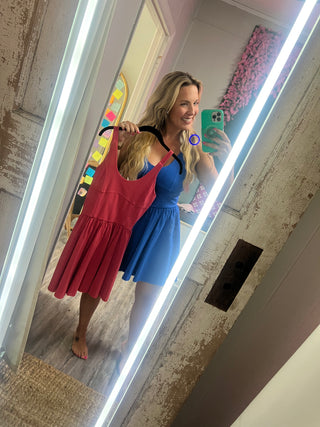 Coastal Crush Corset Flare Dress – Mineral Red