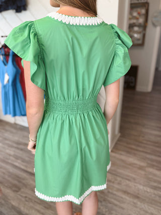 Summer Muse Flutter Sleeve Dress – Green