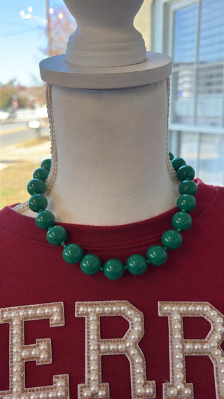 Holiday Bead Statement Necklace – Green