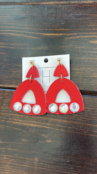 Holiday Shimmer Geometric Earrings – Red