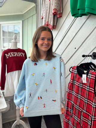 Queen of Sparkles Icy Blue Ice Skating Pullover
